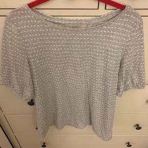 Loft White/Gray Dot Textured Top Small EUC